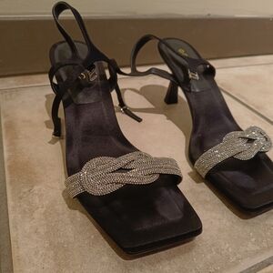 Elegant Black Heels with Silver Accents